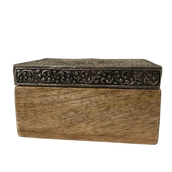 Wood And Metal Hamsa Decorative Box With Intricate Engraving - Picture 3 of 11